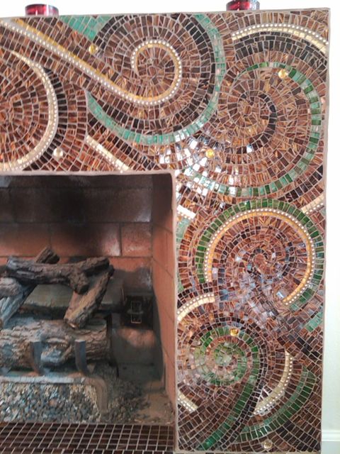 Mosaic artwork, hand cut glass project,